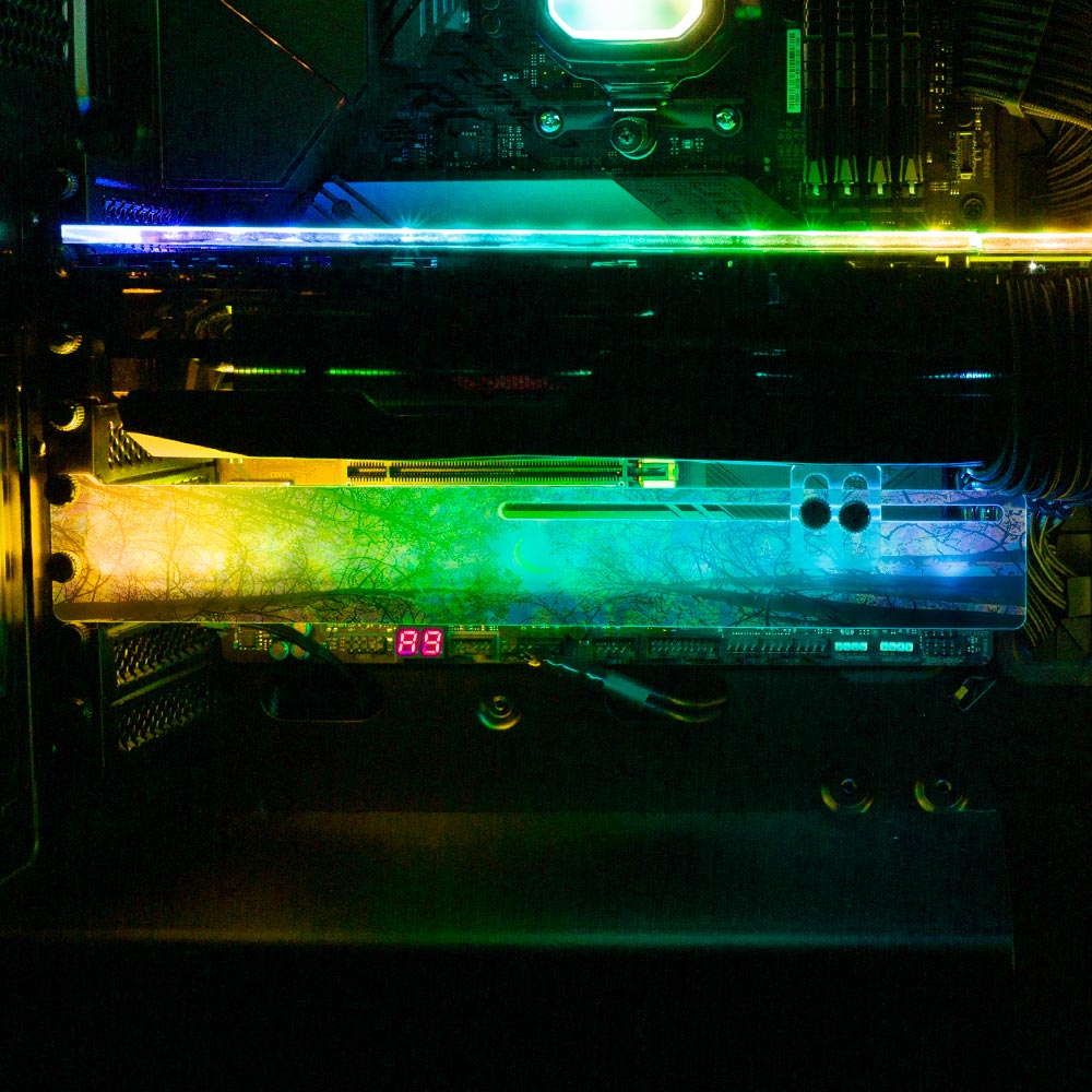 A Rainbow Night RGB GPU Support Bracket - Cajuca Art - V1Tech