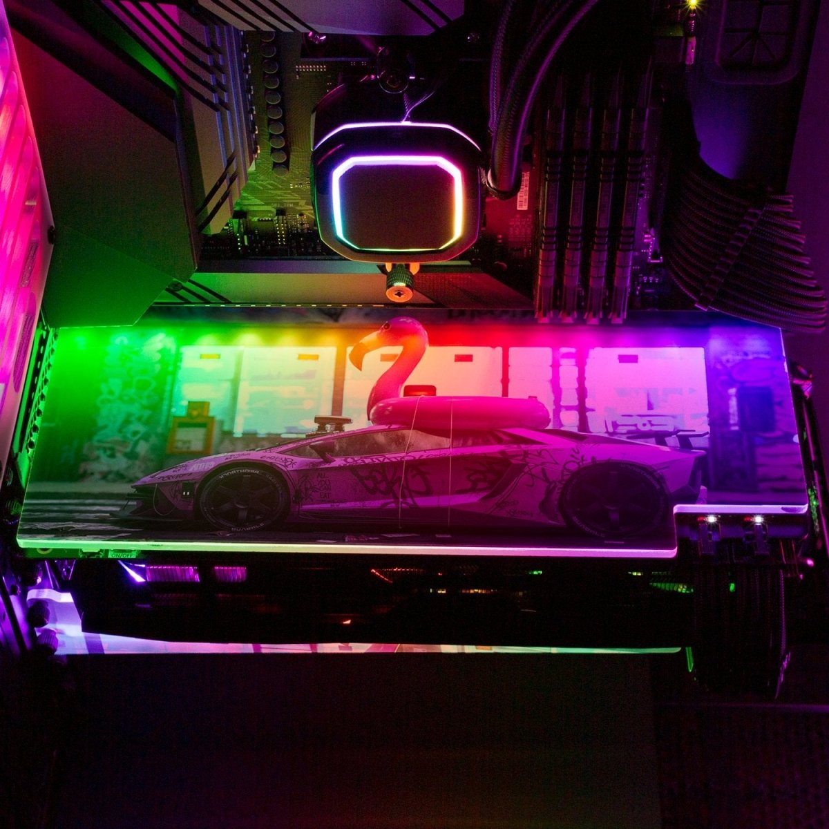 Bad Flamingo 2 RGB GPU Backplate - Skie Graphic Studio - V1Tech