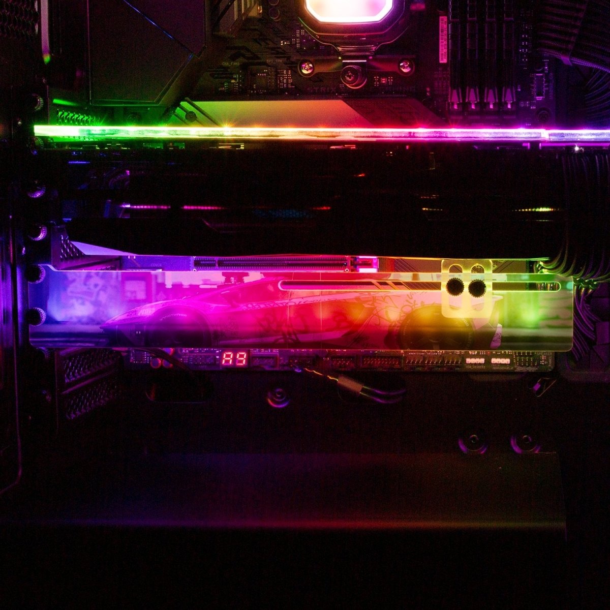 Bad Flamingo RGB GPU Support Bracket - Skie Graphic Studio - V1Tech