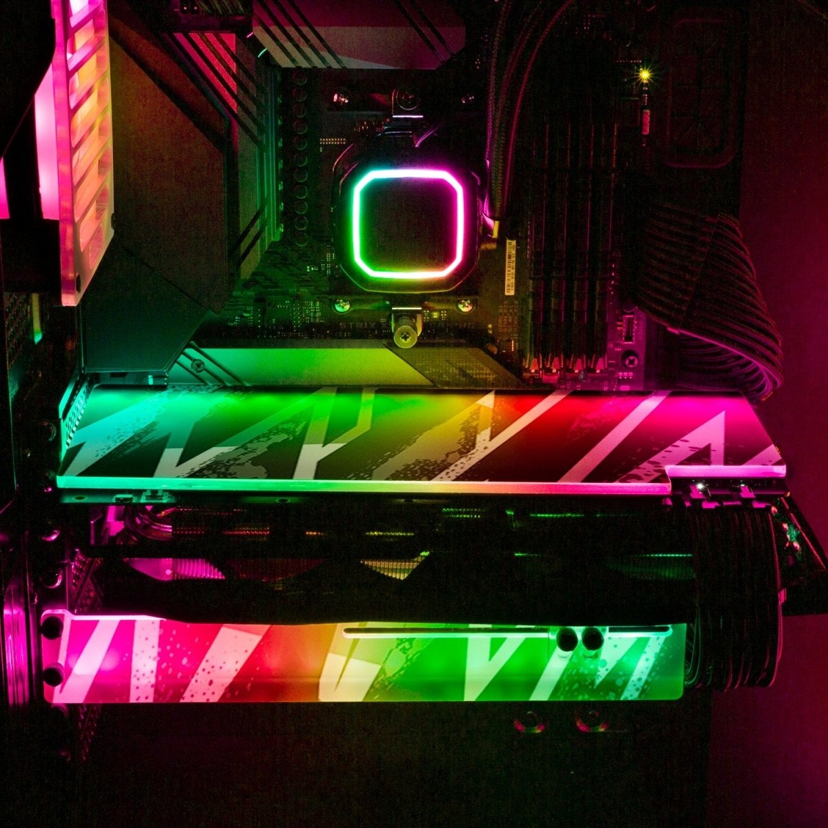 Black 80s Electric RGB GPU Backplate - V1Tech