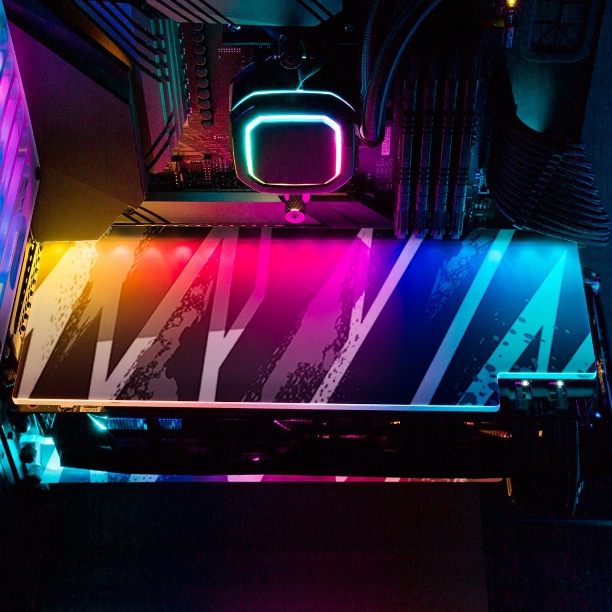 Black 80s Electric RGB GPU Backplate - V1Tech