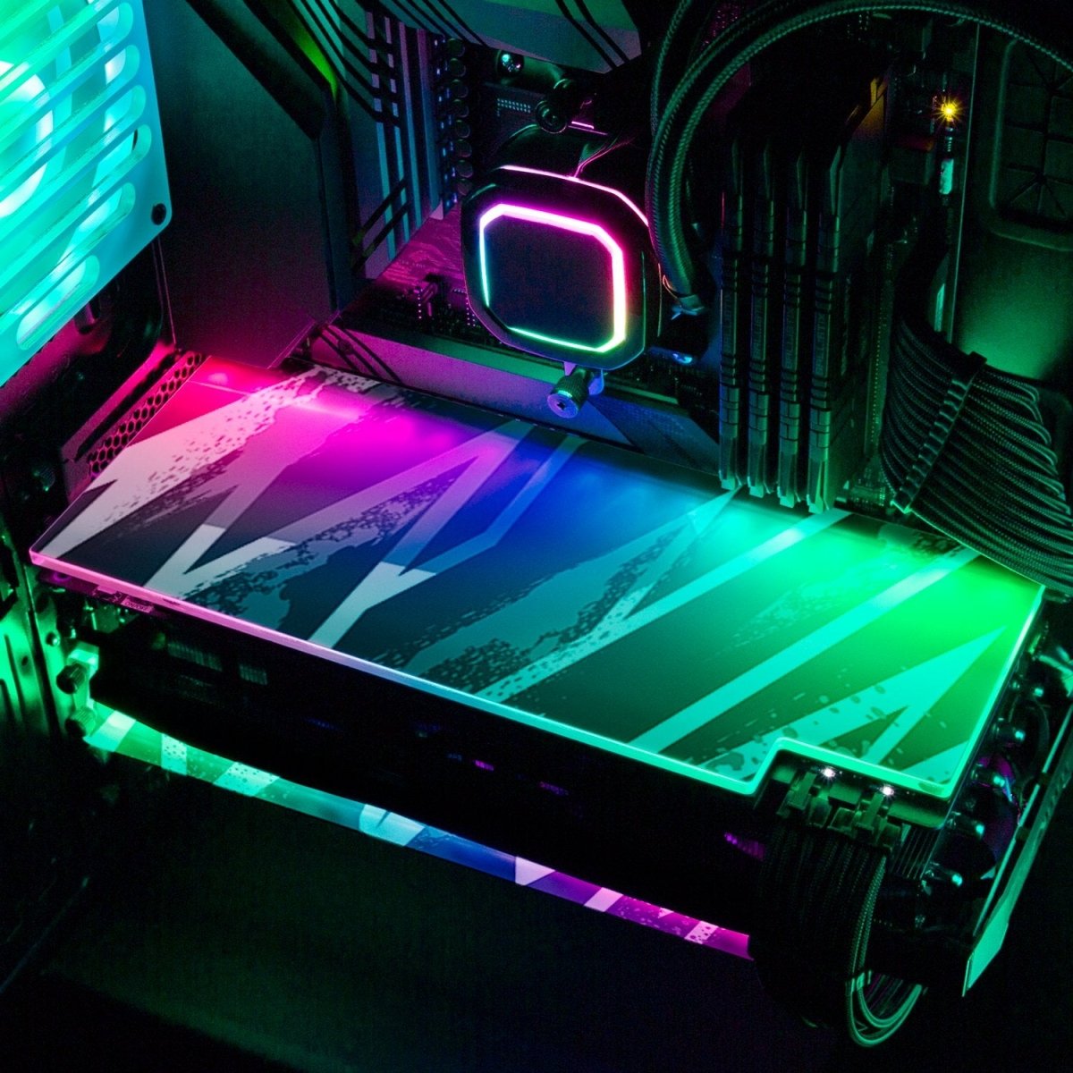 Black 80s Electric RGB GPU Backplate - V1Tech