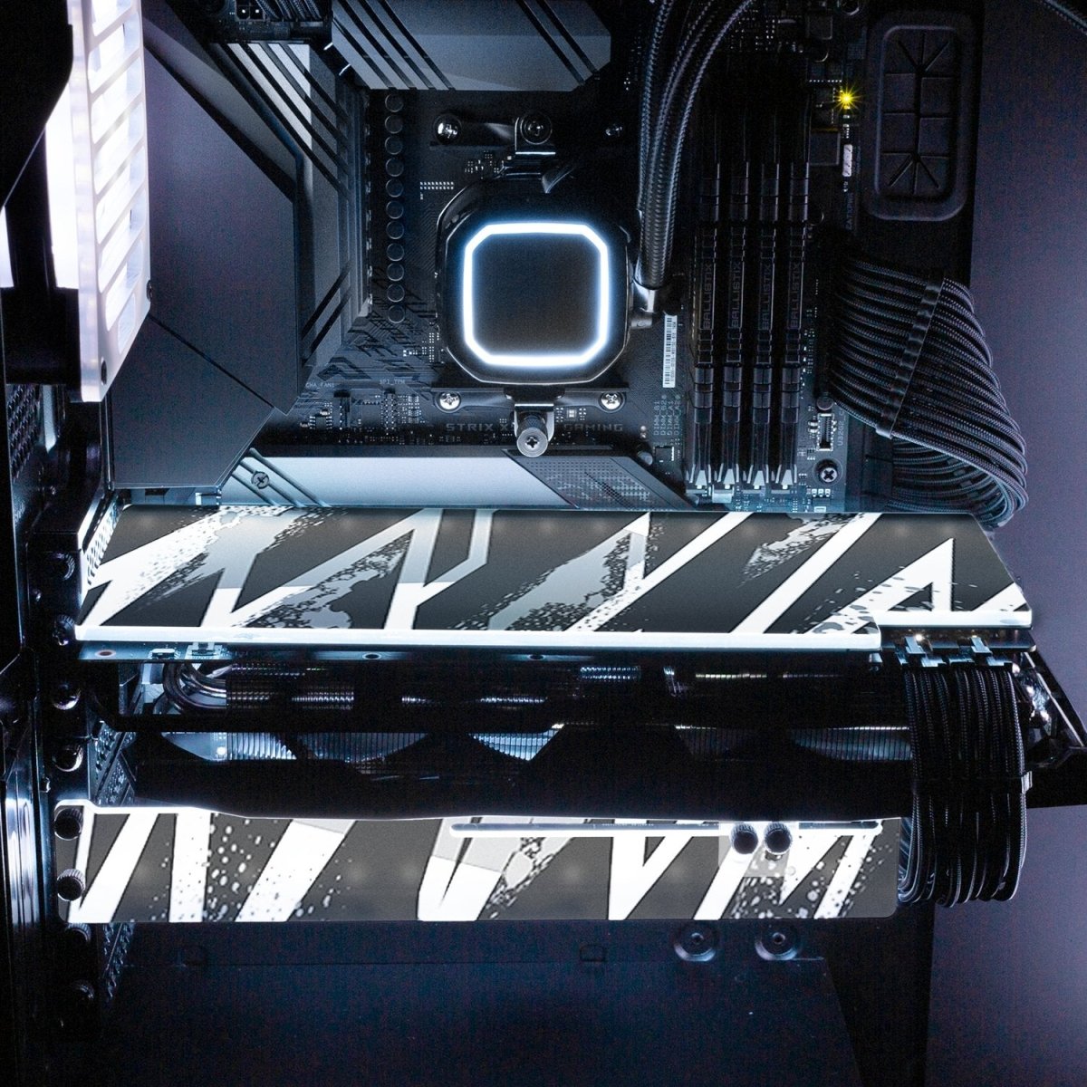 Black 80s Electric RGB GPU Support Bracket - V1Tech