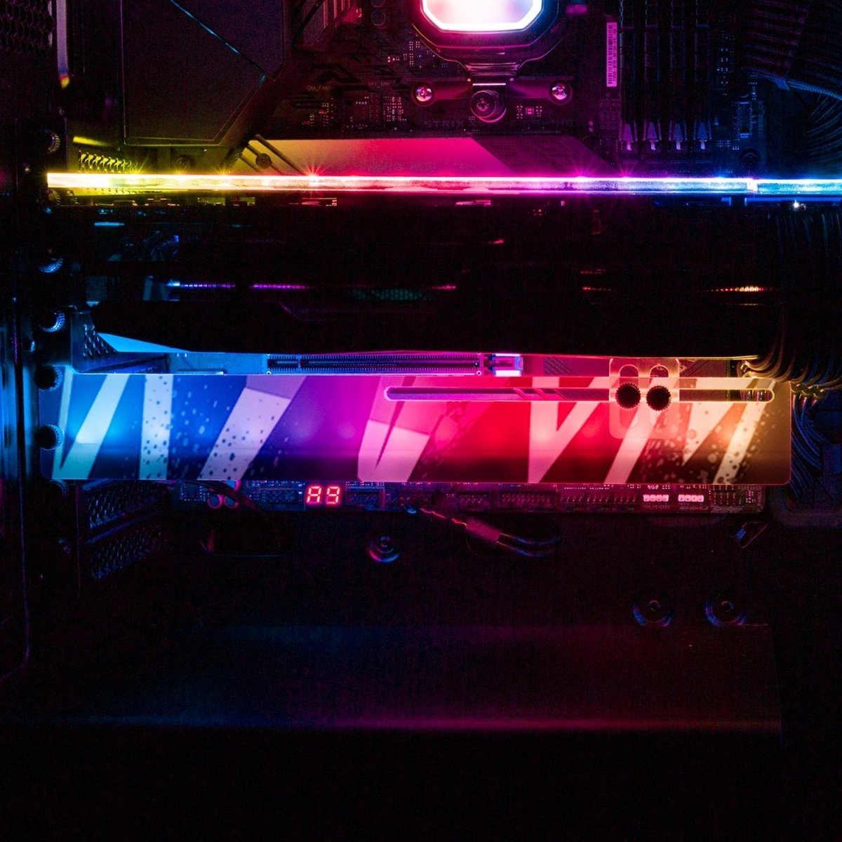 Black 80s Electric RGB GPU Support Bracket - V1Tech