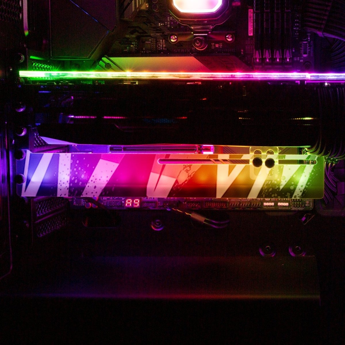 Black 80s Electric RGB GPU Support Bracket - V1Tech