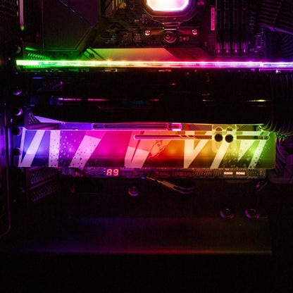 Black 80s Electric RGB GPU Support Bracket - V1Tech