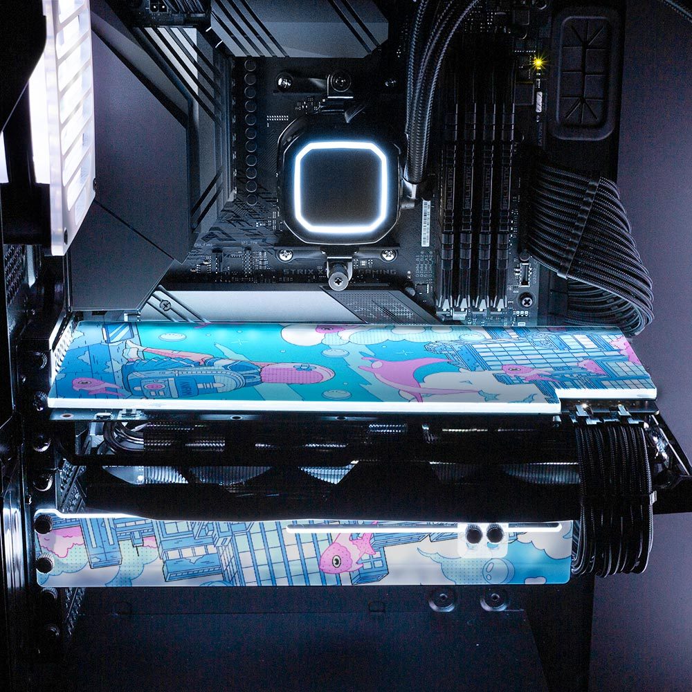 Blue Deviation RGB GPU Support Bracket - XmioArt - V1Tech