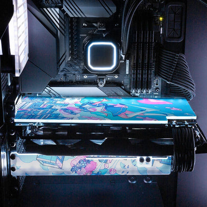 Blue Divergence RGB GPU Support Bracket - XmioArt - V1Tech