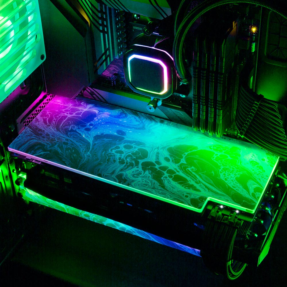 Blue Neon RGB GPU Backplate - Geoglyser - V1Tech