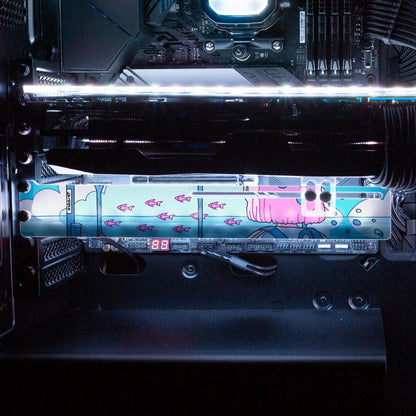 Blue Station RGB GPU Support Bracket - XmioArt - V1Tech