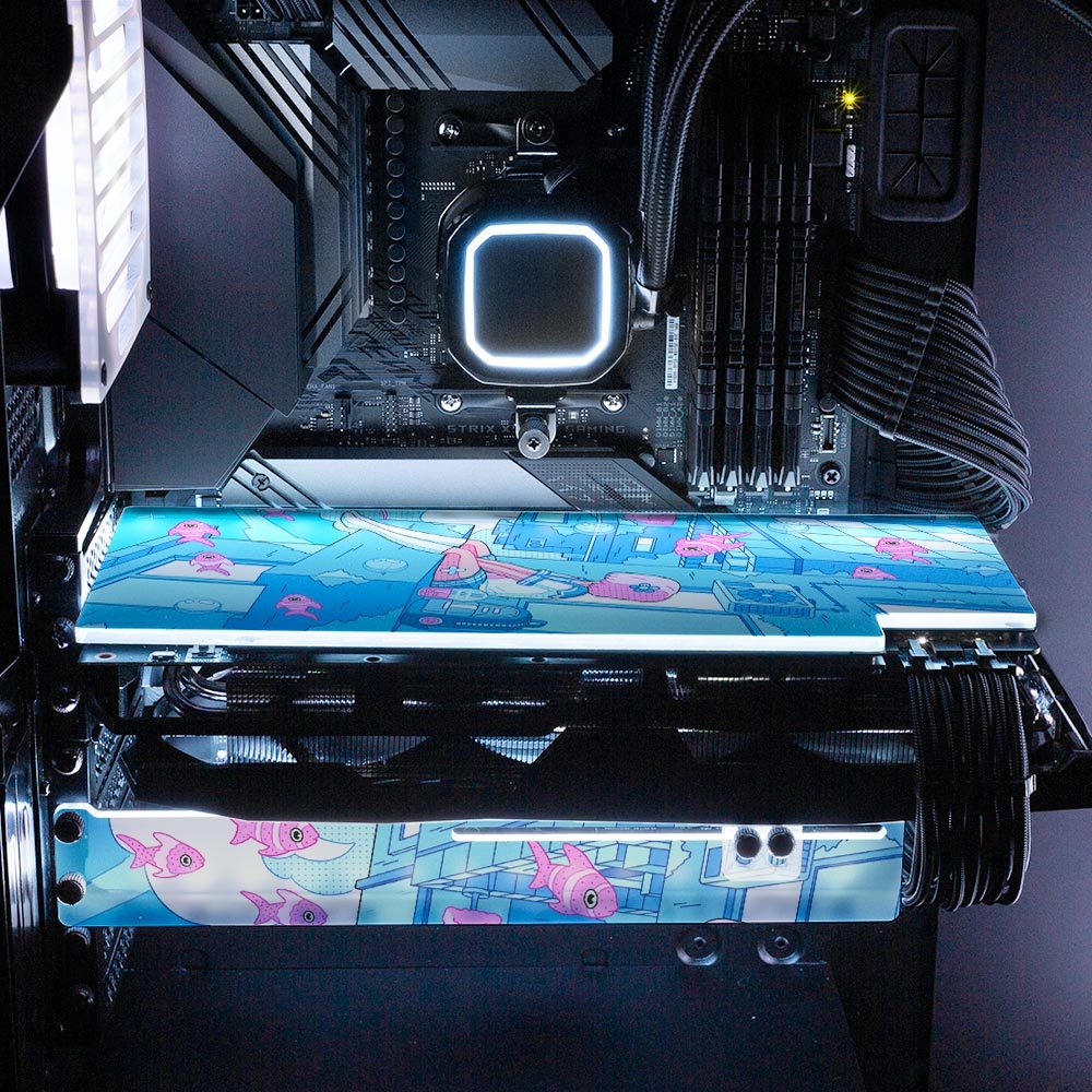 Blue Variance RGB GPU Support Bracket - XmioArt - V1Tech