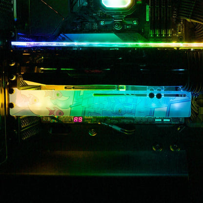 Blue Variance RGB GPU Support Bracket - XmioArt - V1Tech