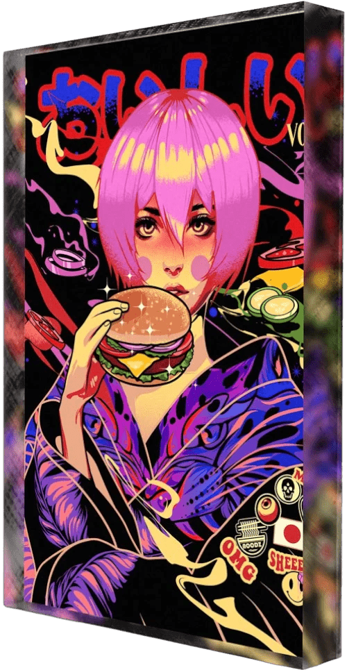 Burger Geisha Plexi Glass Desk Art - HeyMoonly - V1Tech