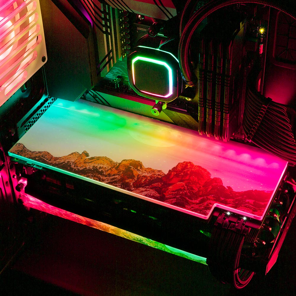 Caminhada Lunar RGB GPU Backplate - Cajuca Art - V1Tech