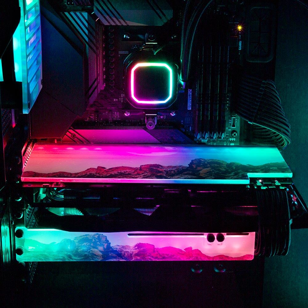 Caminhada Lunar RGB GPU Backplate - Cajuca Art - V1Tech