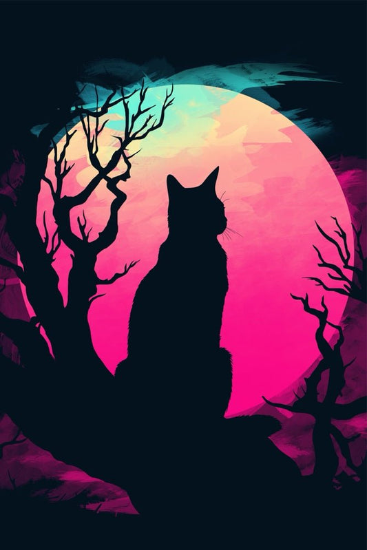 Cat Under the Moon Plexi Glass Wall Art - Ddjvigo - V1Tech