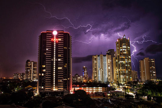 City Lightning Plexi Glass Wall Art - Ben Mulder Photography - V1 Tech