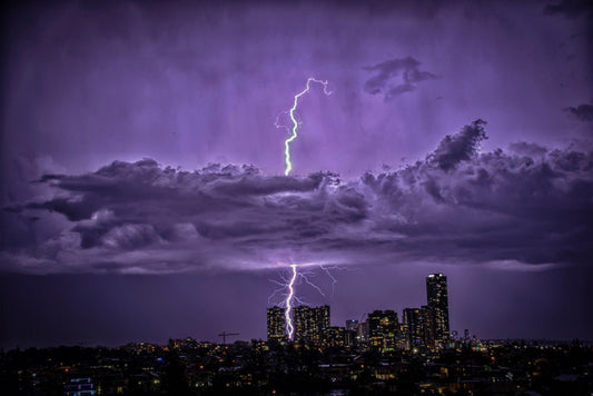 City Lightning Strikes Plexi Glass Wall Art - Ben Mulder Photography - V1 Tech