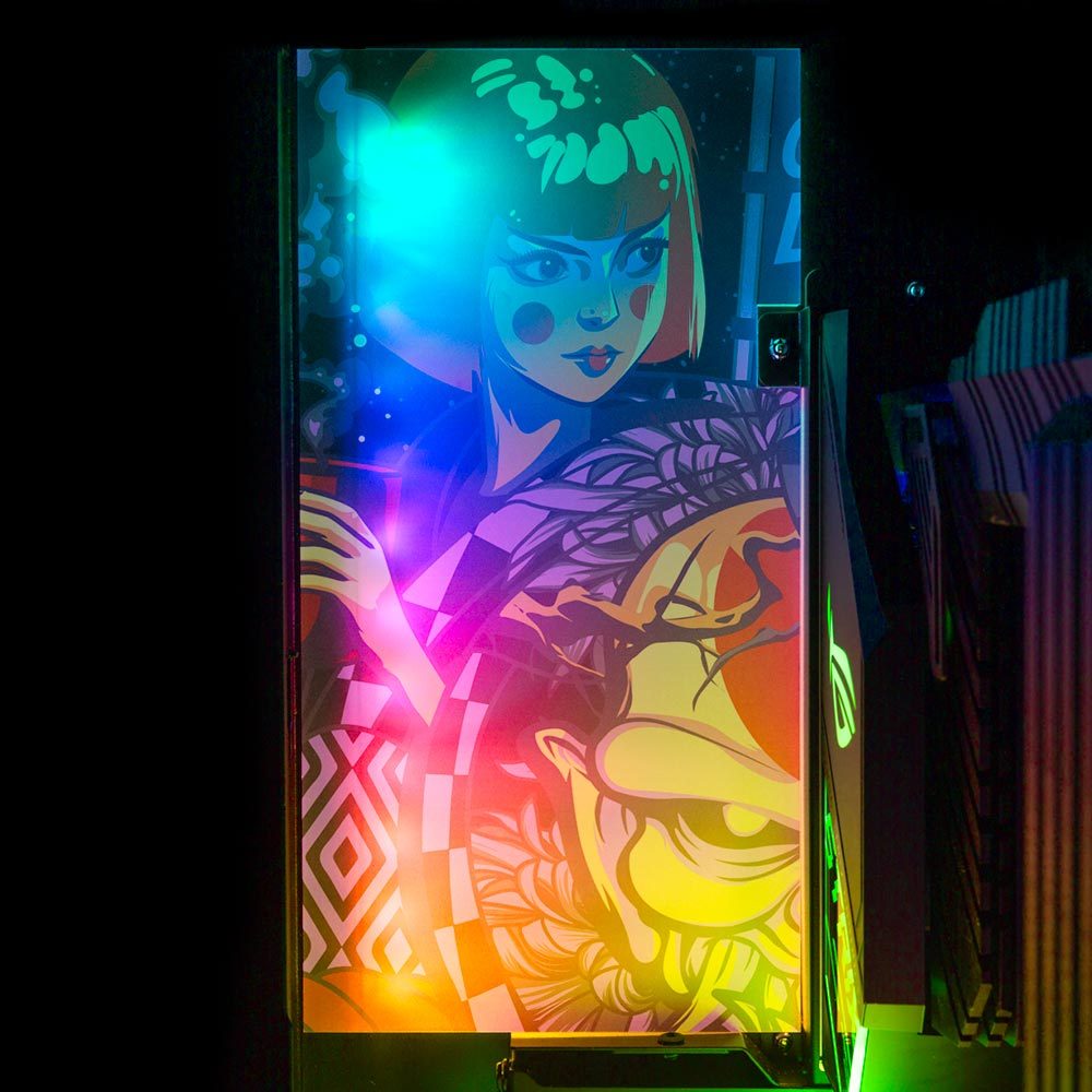 Coffee Geisha Lian Li O11 and Dynamic and XL Rear Panel Plate Cover with ARGB LED Lighting - HeyMoonly - V1Tech