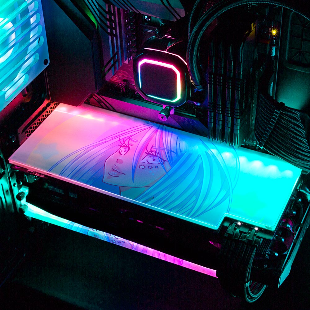 Crescent Blue Hues RGB GPU Backplate - Piumeli - V1Tech