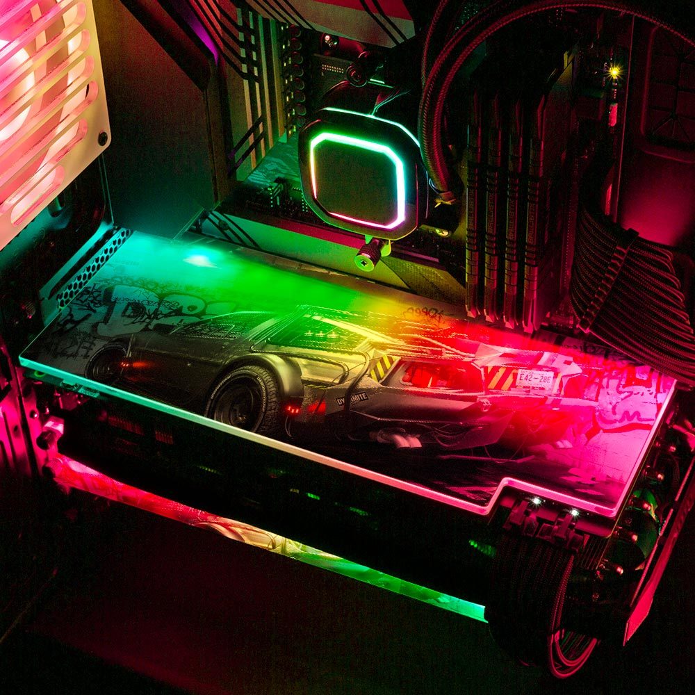 Cyber DeLorean2 RGB GPU Backplate - Skie Graphic Studio - V1Tech