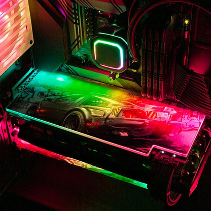 Cyber DeLorean2 RGB GPU Backplate - Skie Graphic Studio - V1Tech