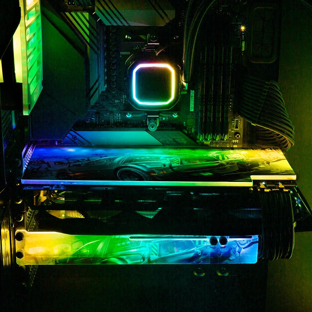 Cyber DeLorean2 RGB GPU Backplate - Skie Graphic Studio - V1Tech