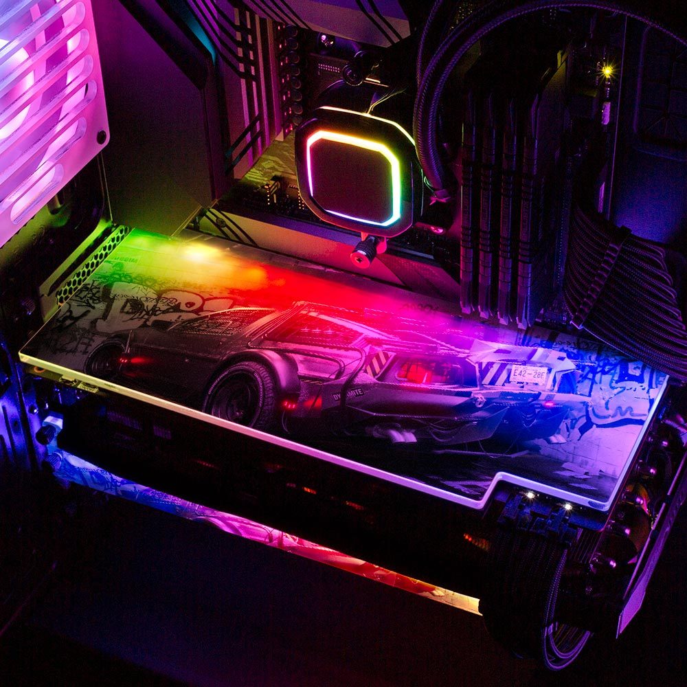 Cyber DeLorean2 RGB GPU Backplate - Skie Graphic Studio - V1Tech