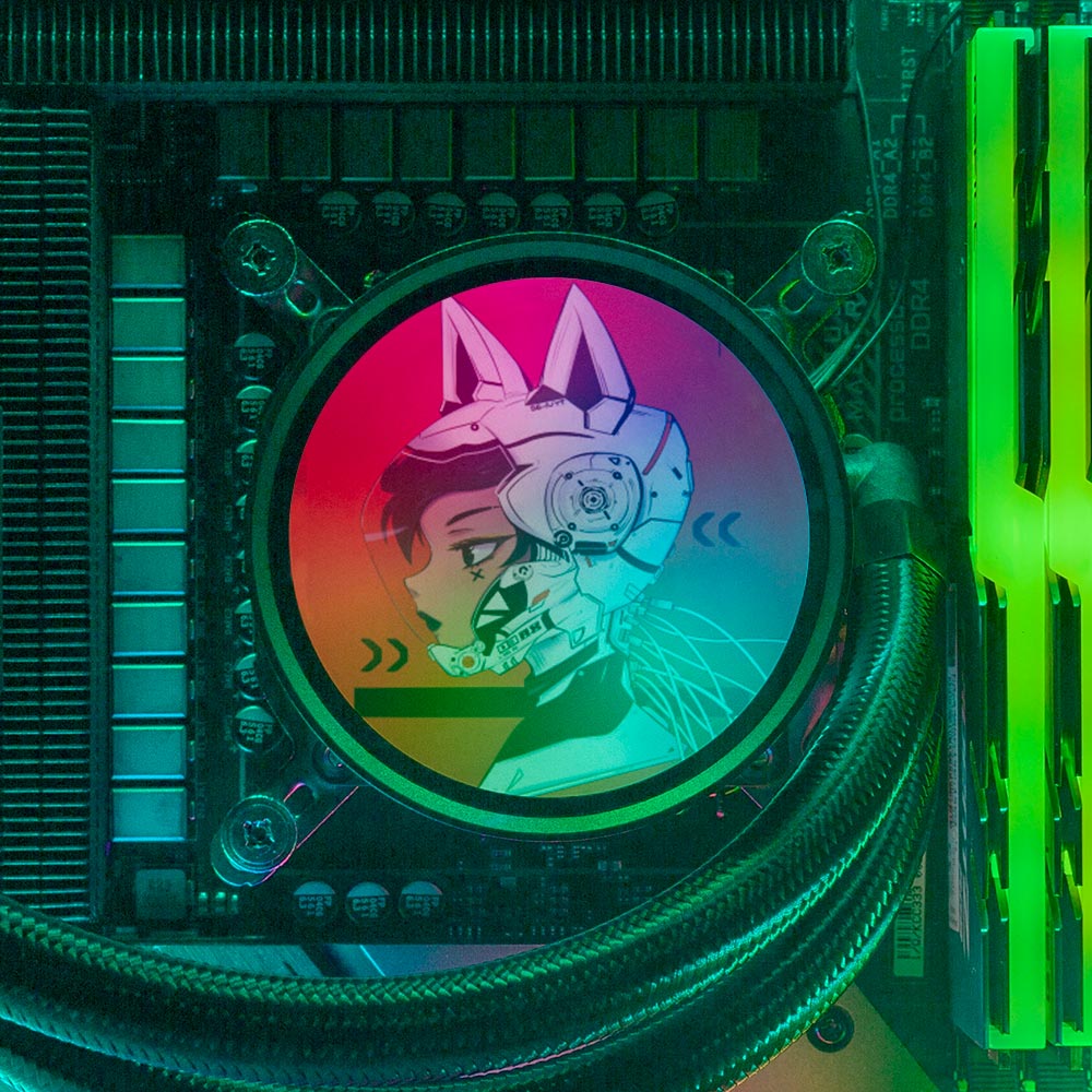 Cyberpunk Kitty DeepCool Castle 240EX 280EX 360EX Addressable RGB - YacilArt - V1Tech