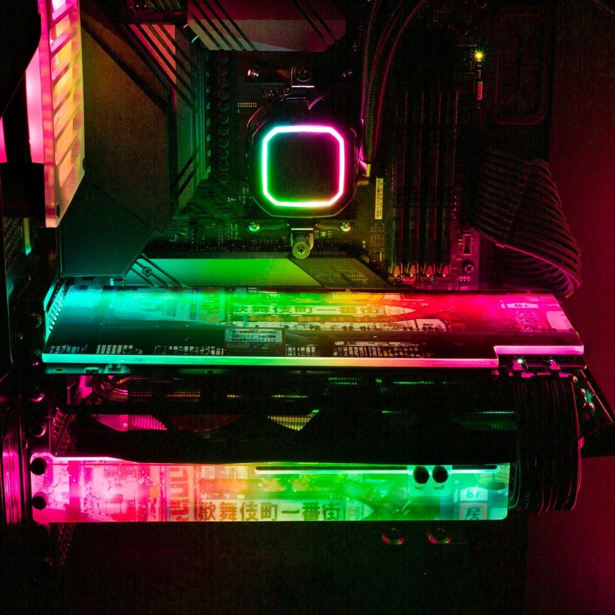 Cyberpunk Streets RGB GPU Support Bracket - Seerlight - V1Tech