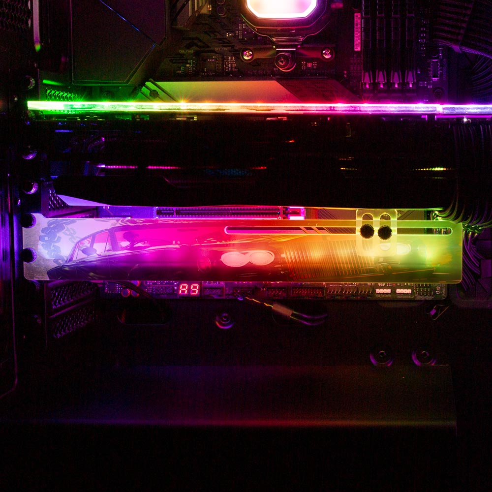 Dark Oak RGB GPU Support Bracket - The Dizzy Viper - V1Tech