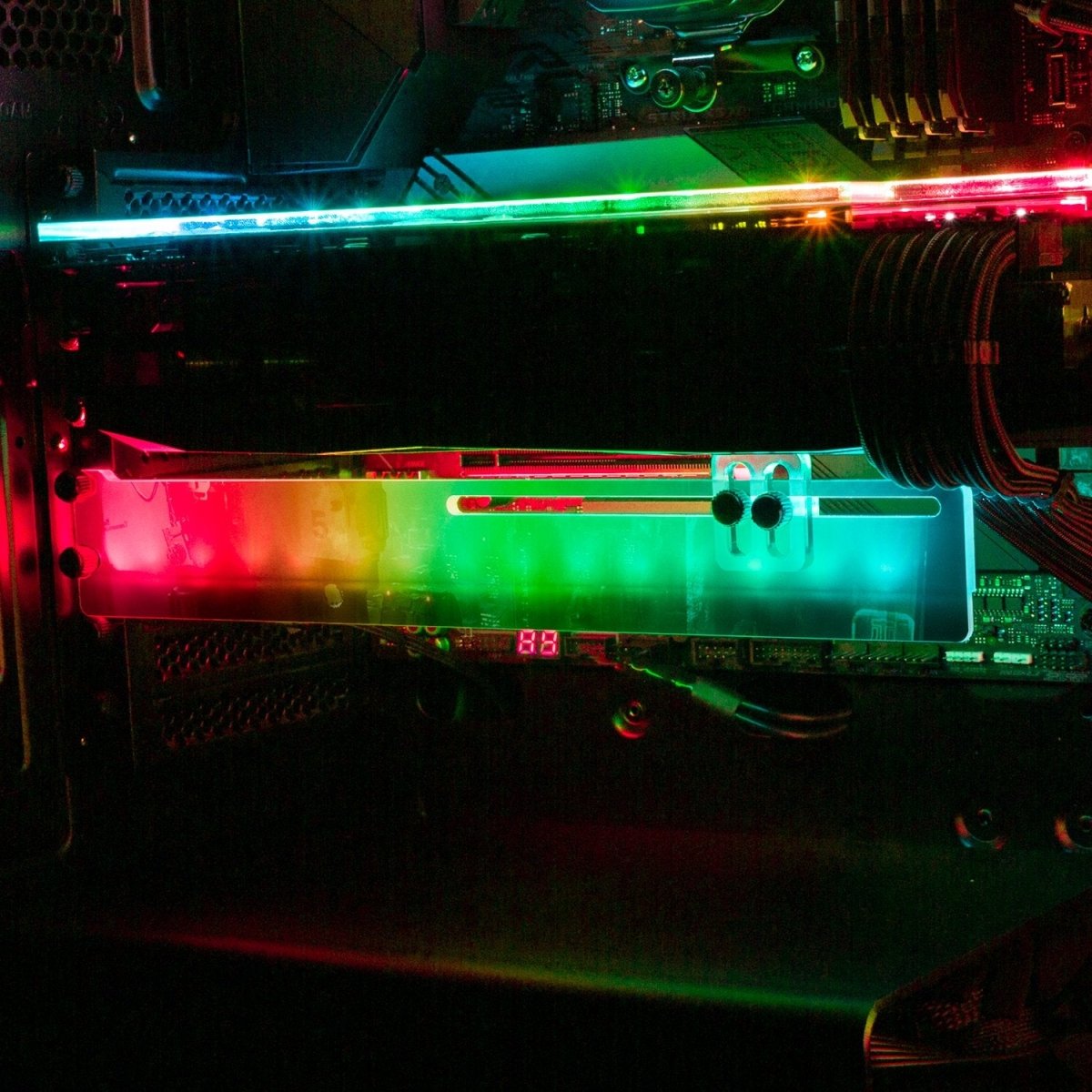 Darkshine RGB GPU Support Bracket - Skie Graphic Studio - V1Tech