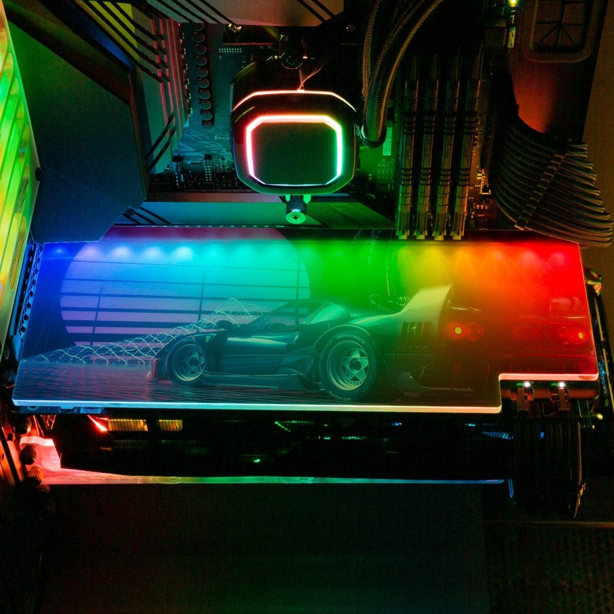 F40 Sunset RGB GPU Backplate - Skie Graphic Studio - V1Tech