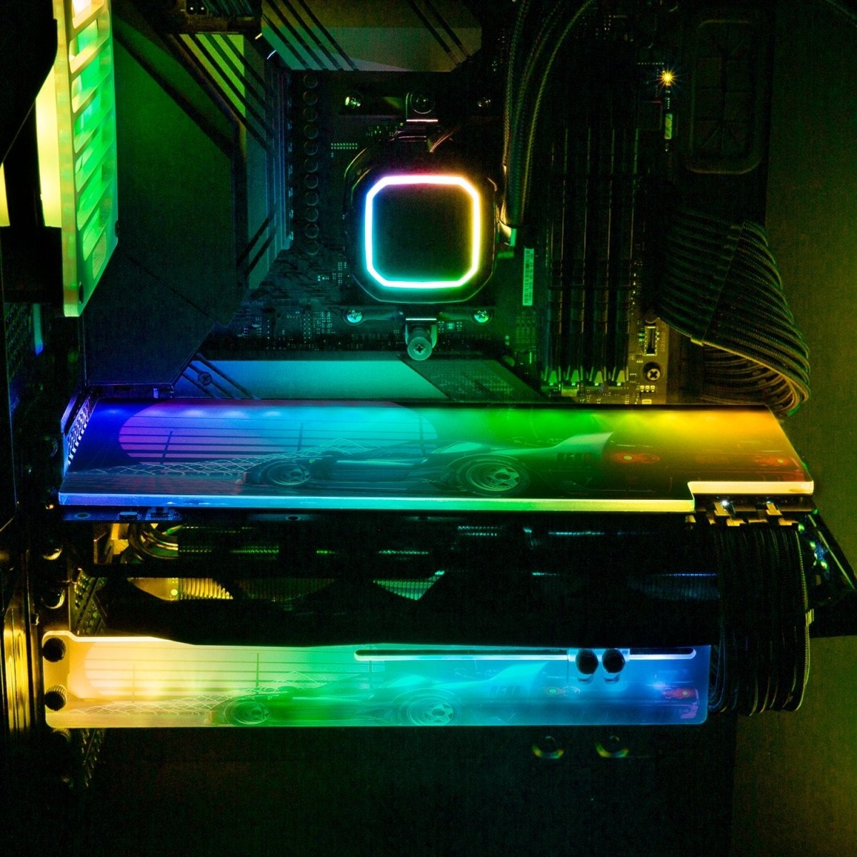 F40 Sunset RGB GPU Support Bracket - Skie Graphic Studio - V1Tech