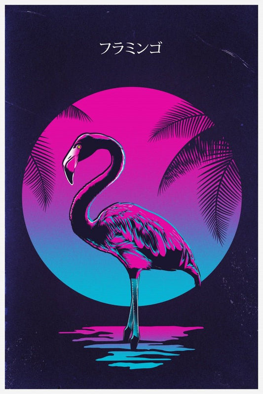 Flamingo in Retro Plexi Glass Wall Art - Ddjvigo - V1Tech