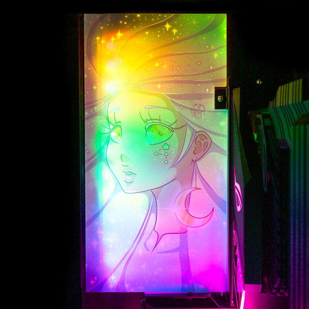 Galaxy Girl Lian Li O11 and Dynamic and XL Rear Panel Plate Cover with ARGB LED Lighting - Piumeli - V1Tech