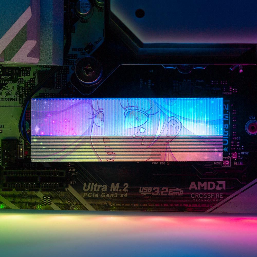 Galaxy Girl M.2 Heatsink Cover with ARGB Lighting - Piumeli - V1Tech