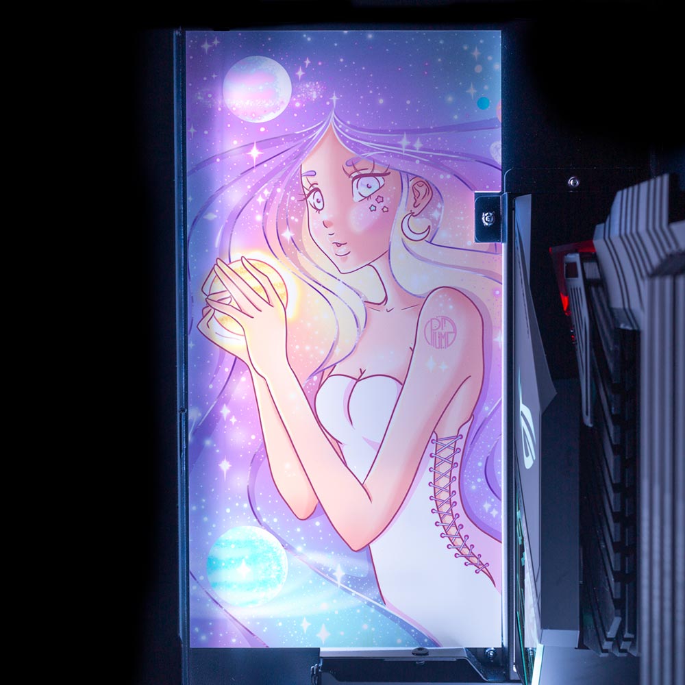 Galaxy Pastel Girl Lian Li O11 and Dynamic and XL Rear Panel Plate Cover with ARGB LED Lighting - Piumeli - V1Tech