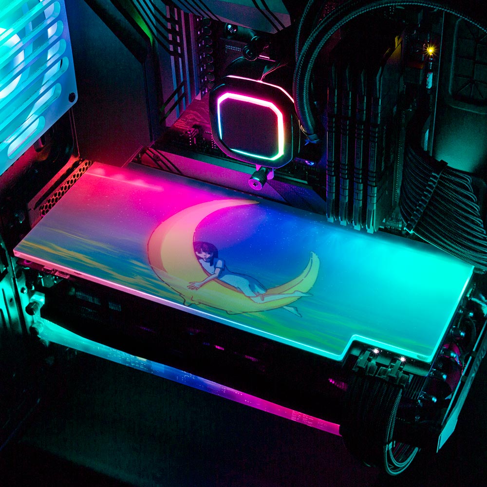 Girl On the the Moon RGB GPU Backplate - Seerlight - V1Tech