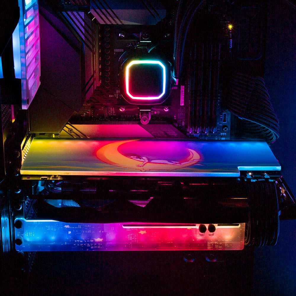 Girl On the the Moon RGB GPU Support Bracket - Seerlight - V1Tech