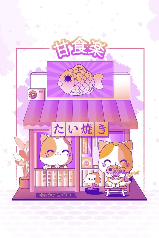 Kawaii Taiyaki Store Plexi Glass Wall Art - Donnie Art - V1Tech