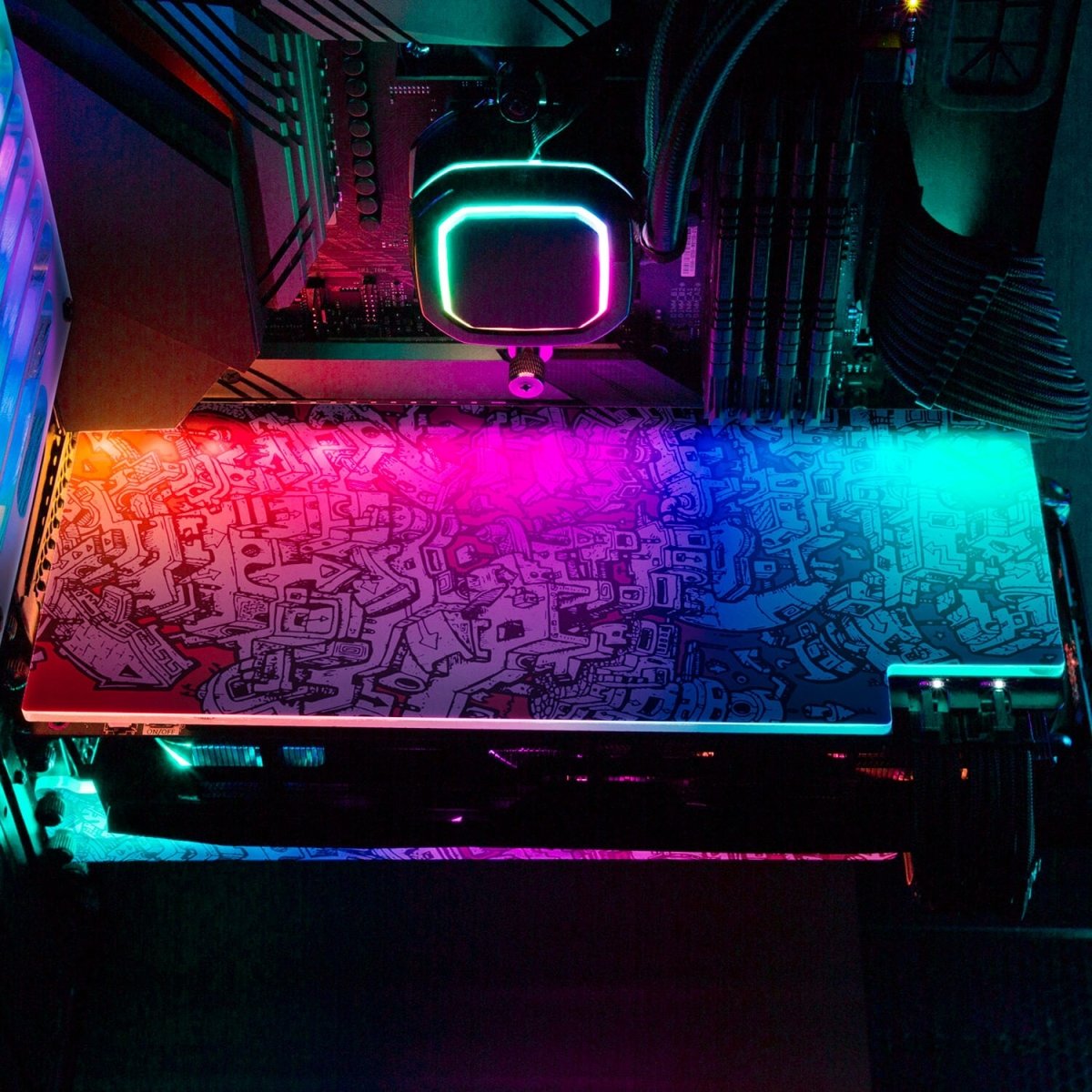 Lines of Tower Sunset RGB GPU Backplate - Dune Haggar - V1Tech