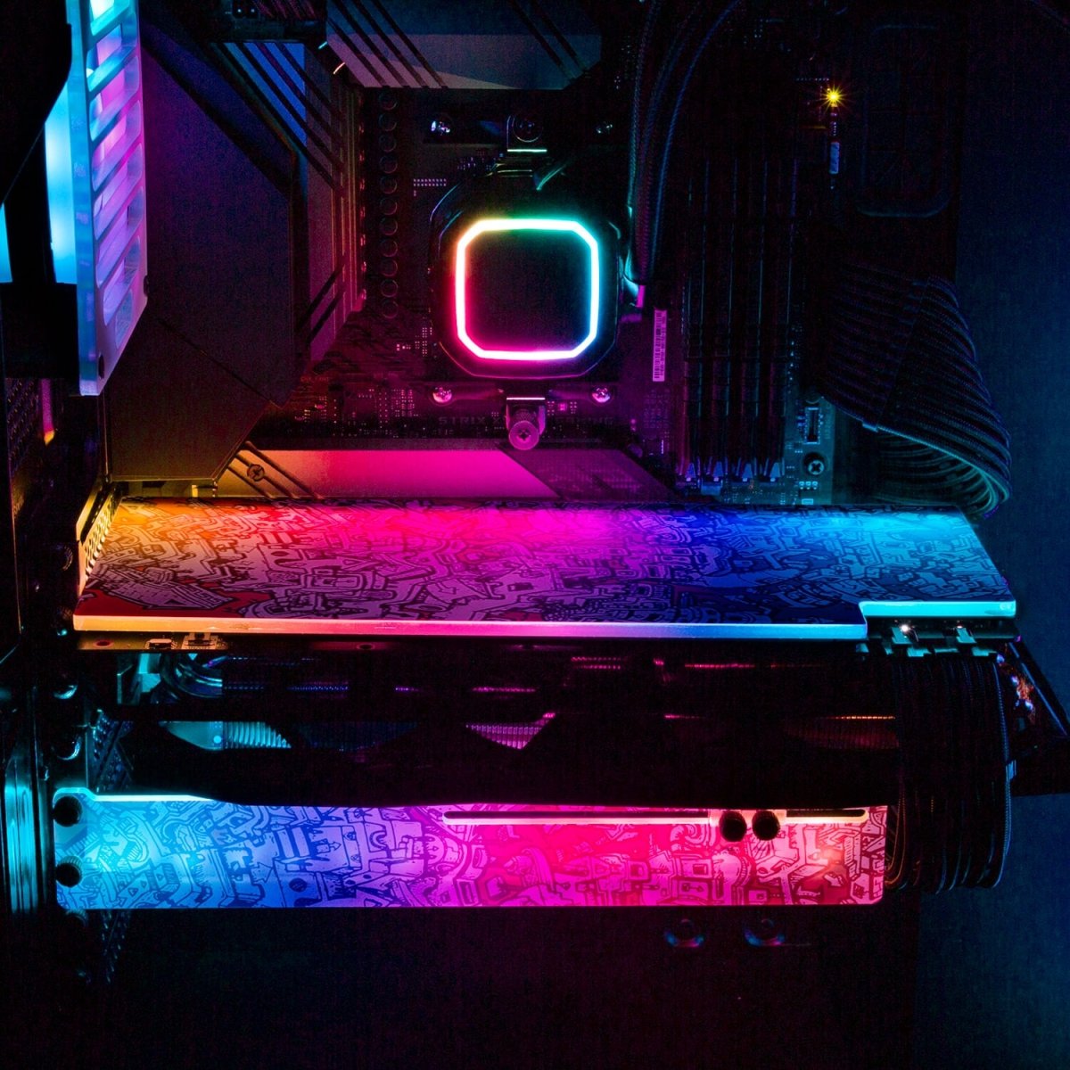 Lines of Tower Sunset RGB GPU Backplate - Dune Haggar - V1Tech