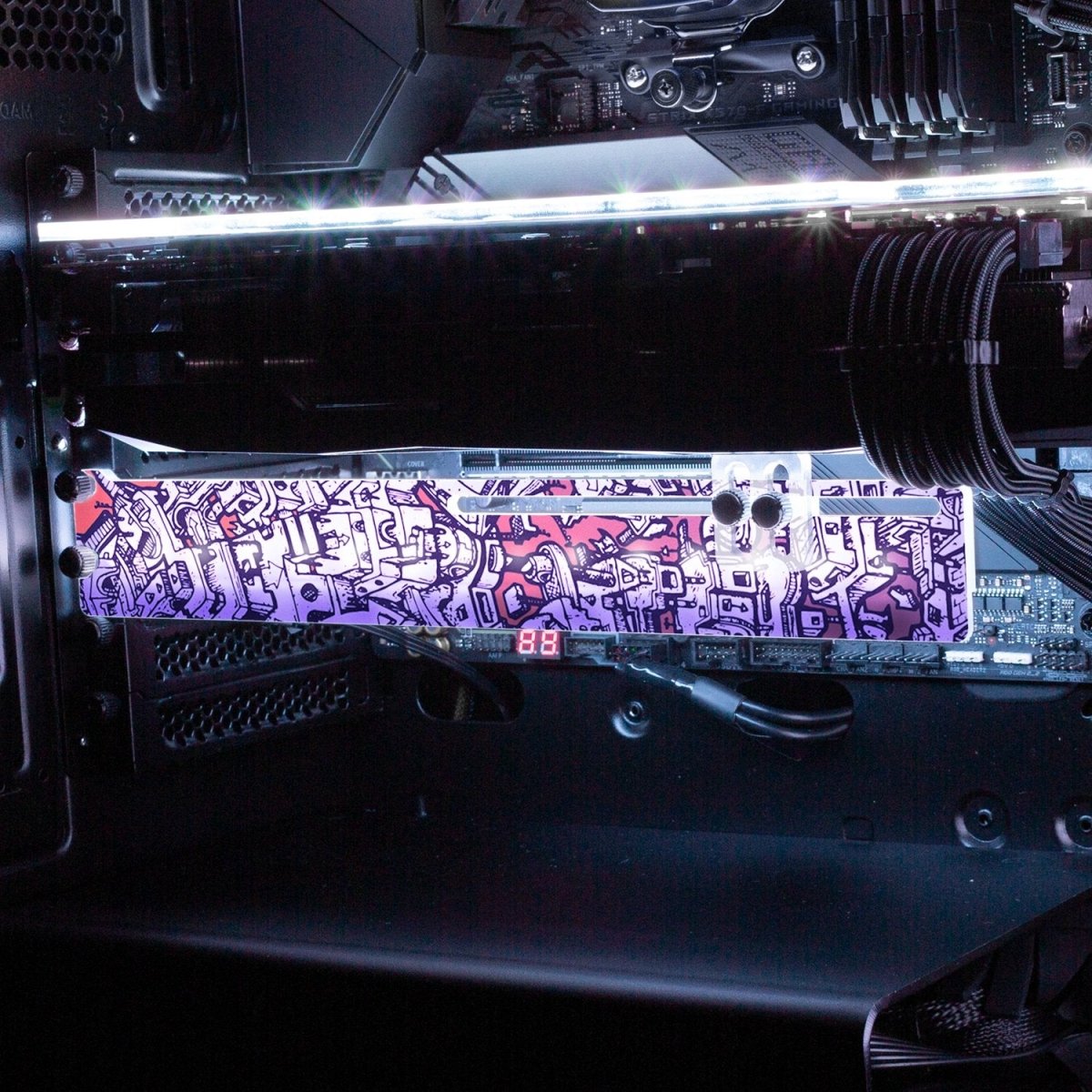 Lines of Tower Sunset RGB GPU Support Bracket - Dune Haggar - V1Tech