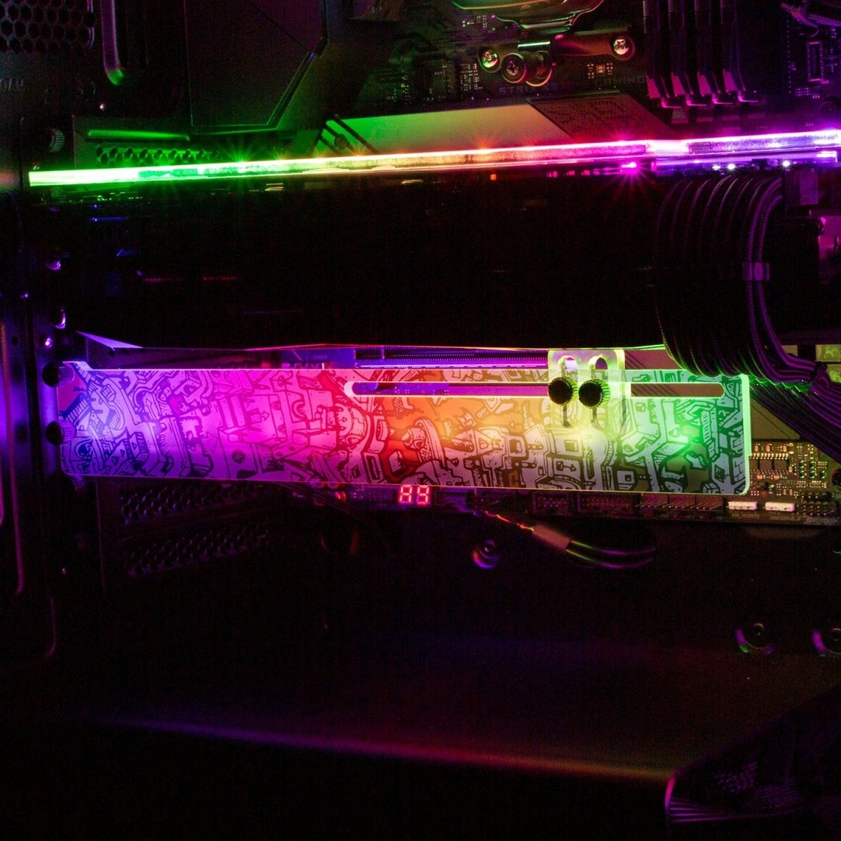 Lines of Tower Sunset RGB GPU Support Bracket - Dune Haggar - V1Tech