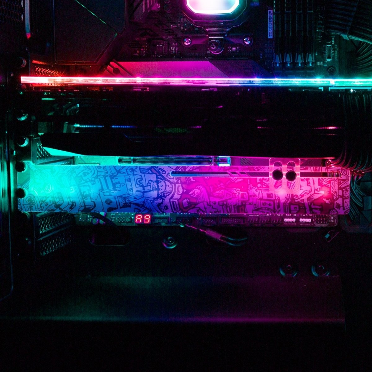 Lines of Tower Sunset RGB GPU Support Bracket - Dune Haggar - V1Tech