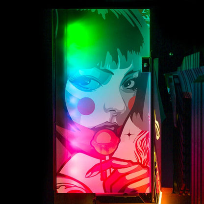 Lollipop Geisha Lian Li O11 and Dynamic and XL Rear Panel Plate Cover with ARGB LED Lighting - HeyMoonly - V1Tech