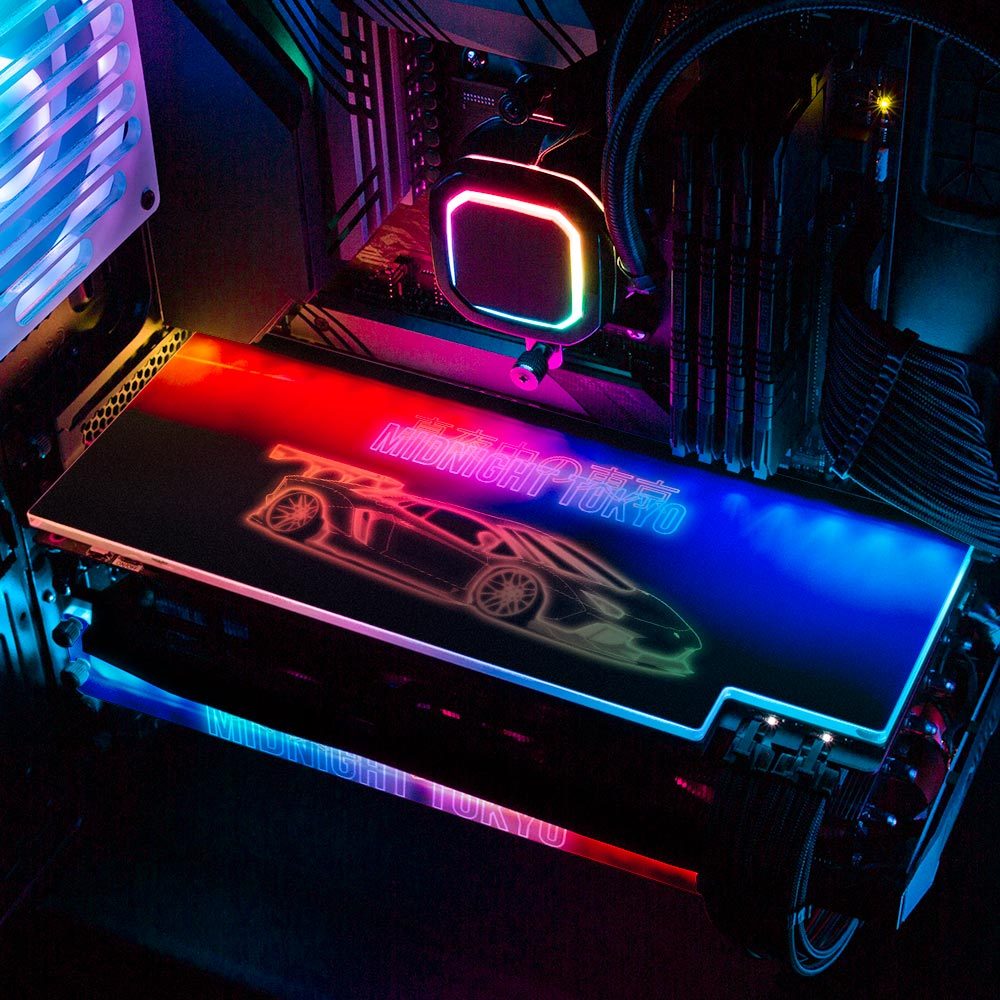 Midnight Tokyo Liberty RGB GPU Backplate - In House - V1Tech