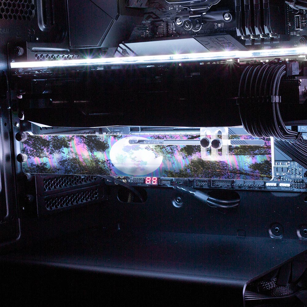 Moon Swirl RGB GPU Support Bracket - Cajuca Art - V1Tech