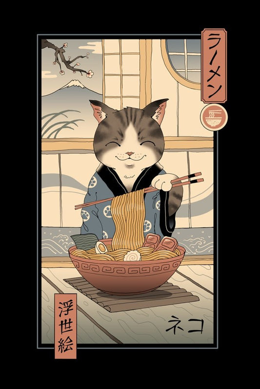 Neko Ramen Ukiyo-e Plexi Glass Wall Art - Vincent Trinidad Art - V1Tech